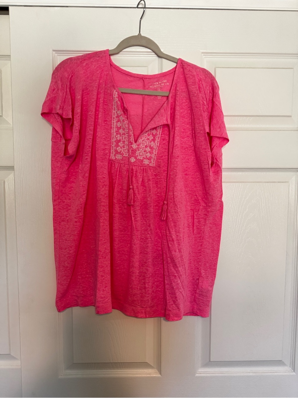 GAP Hot Pink Embroidered Peasant Tunic